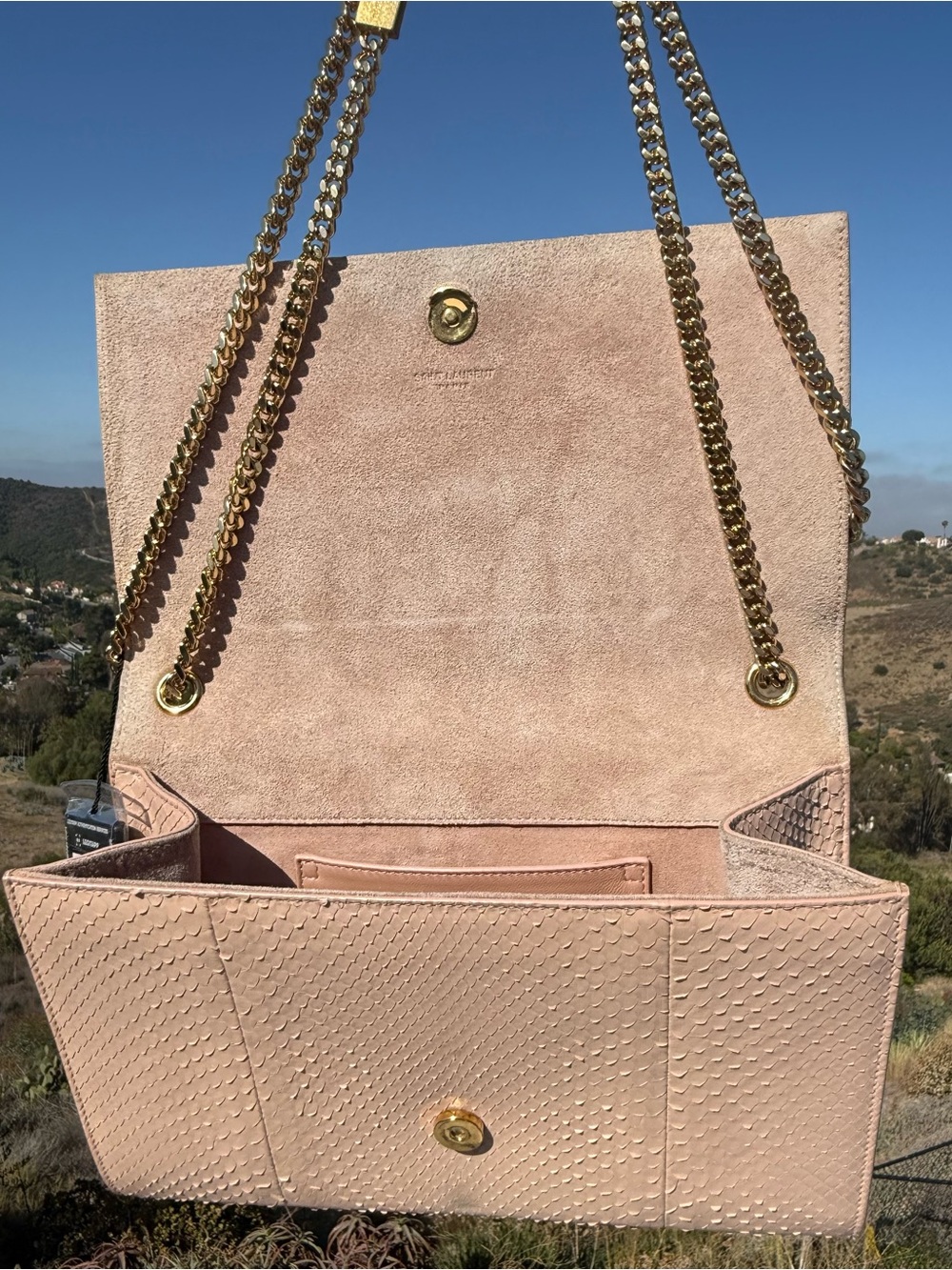 Auth Saint Laurent Python Medium Kate Tassel Bag Blush Pink Beige 2015 w/ COA - Picture 16 of 16